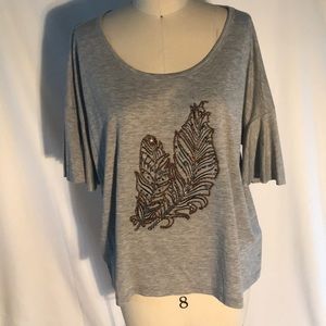 Jessica Simpson embroidered feather shirt